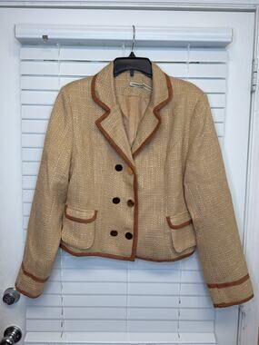 Fehaute Textured Tweed Double Breasted Blazer Jacket XXL NWT Academia Workwear